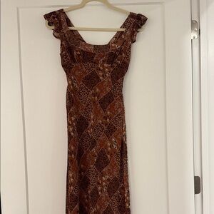 Chic Brown Patterned Maxi Dress
